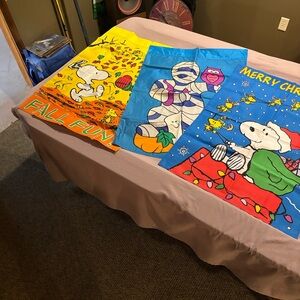 Set of four flags - fall, Halloween, Christmas, and New Year’s